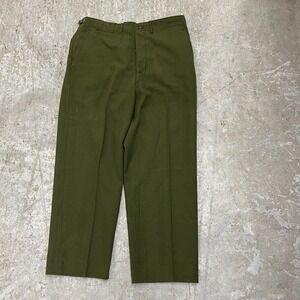 Vintage US‎ Military Pants Mens Large Long Green Trousers Field Wool 18 Ounce